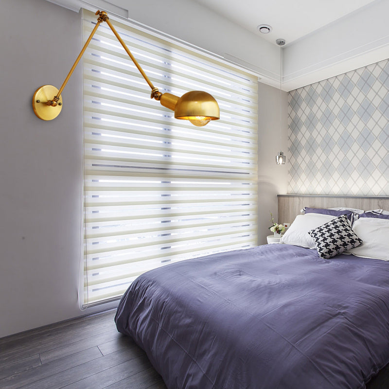 1 lámpara de pared de lectura de bulbo de estilo retro tono de tazón iluminación de pared ajustable en latón para la sala de estudio