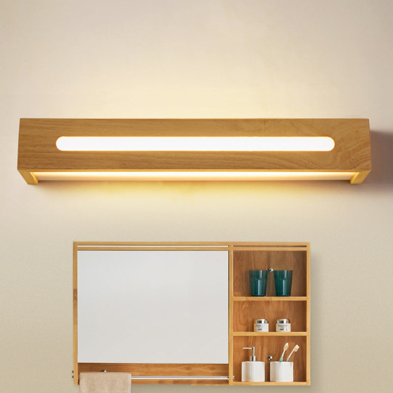 Rechthoekige LED -wand SCONCE Minimalistisch houten 14 "/18" /21,5 "breed 1 licht bad ijdelheid licht met diffuser in warm/wit licht