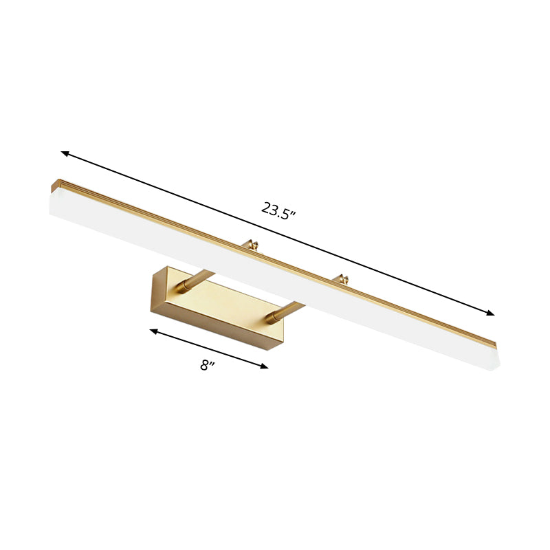 16"/19.5" W Rectangular Wall Sconce Lighting Modernist Style Acrylic LED Bathroom Vanity Light in Gold, Warm/White Light