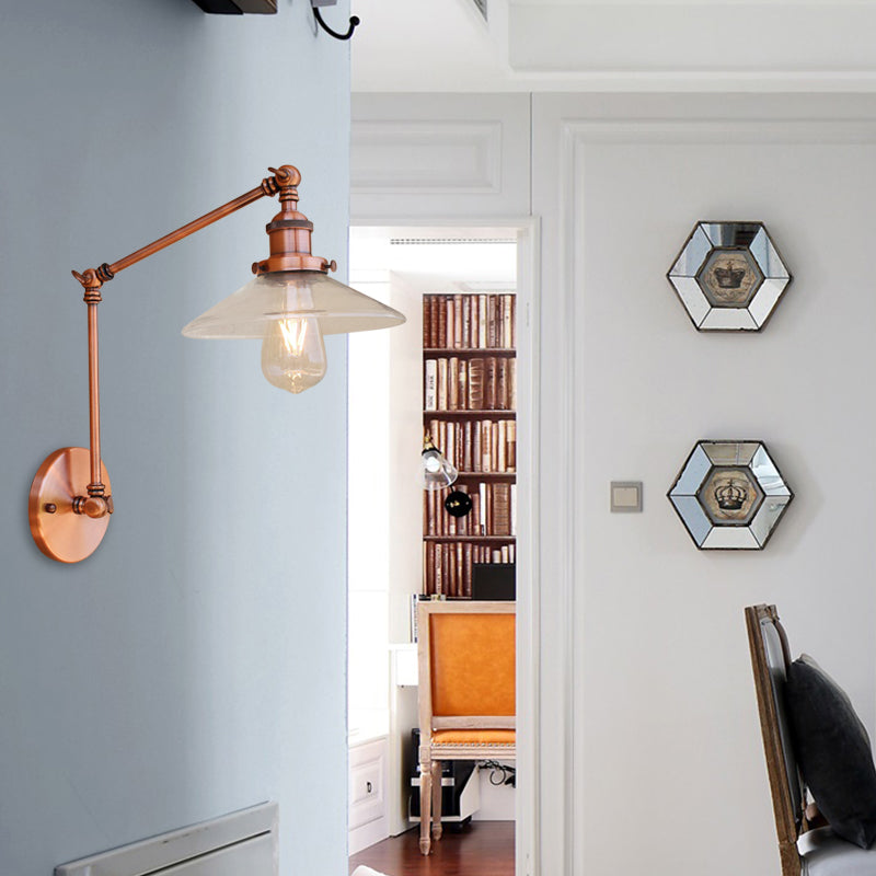 Rustikale, sich verjüngte Wandbeleuchtung 1 Glühbirne Klares Glasleuchten in Kupfer für Café