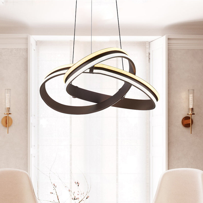 Winding Acrylic Chandelier Light Contemporary LED Brown Ceiling Pendant in Warm/White/Natural Light
