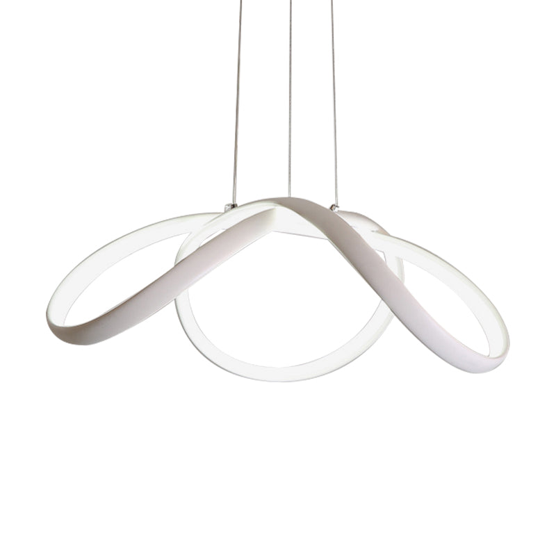 Chandelier à chambre à coucher léger à LED avec une nuance en acrylique torsadé pendentif de plafond blanc en lumière chaude / blanche