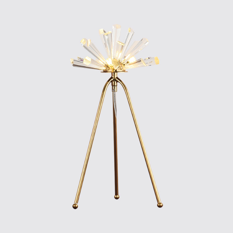 Sputnik Night Table Light Modern Style Prismatic Optical Crystal 1 Head Night Lamp in Gold