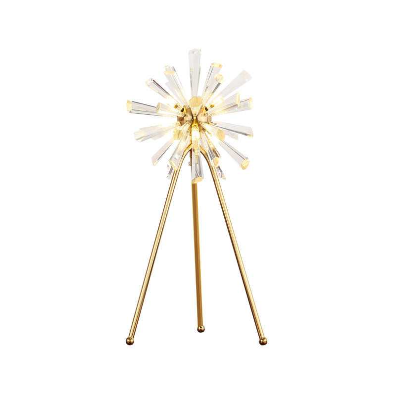 Burst -Studienraum Schreibtisch Lichtkristall Prismen 1 Glühbirne zeitgenössische Nachttischlampe in Gold