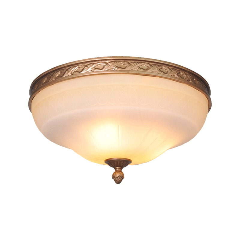 Amber Glass Ivory Ceiling Lamp Curved Dome 14.5"/16.5"/20" Wide LED Vintage Flush Mount Fixture