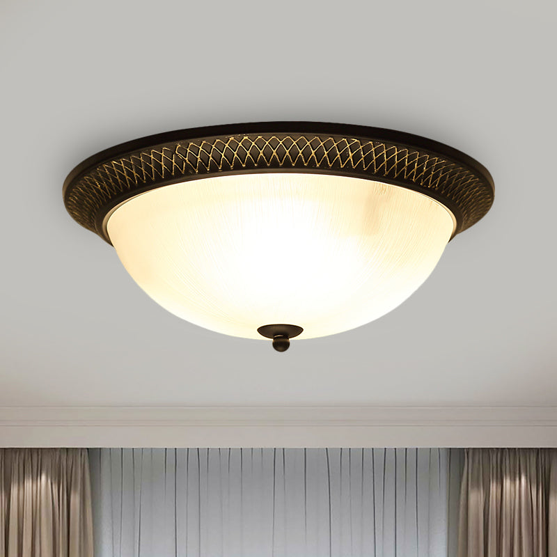 Opaline Glass Brass Flush Mount Semicircle LED Classic Ceiling Light Fixture for Hallway, 12.5"/15" W