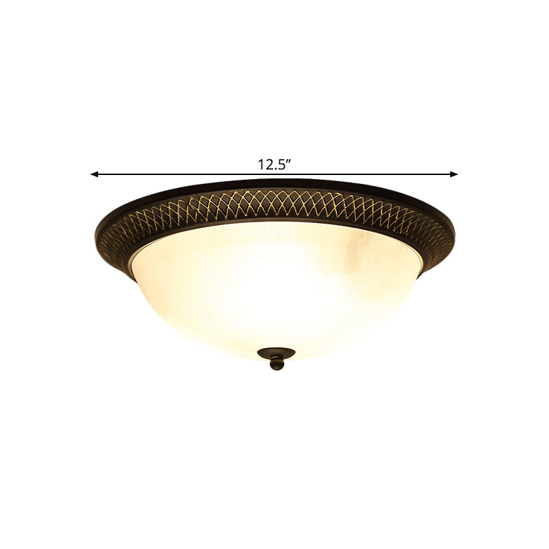 Opaline Glass Brass Flush Mount Semicircle LED Classic Ceiling Light Fixture for Hallway, 12.5"/15" W