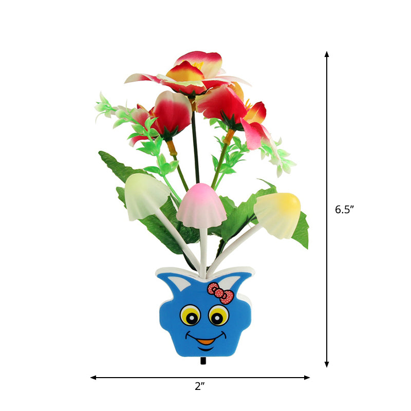 Plastic Blooming Flower Wall Nightlight Contemporary Yellow/Pink/Peach LED Night Lighting with Plug