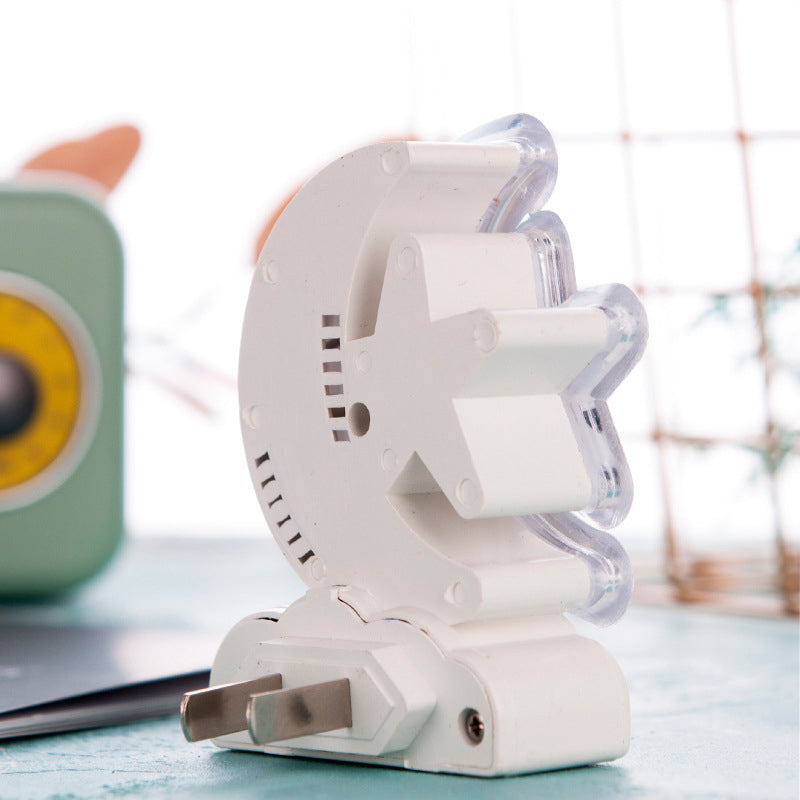 Crescent and Star Plug in Wall Light Cartoon Plastic Kids Bedside LED Night Lamp in White