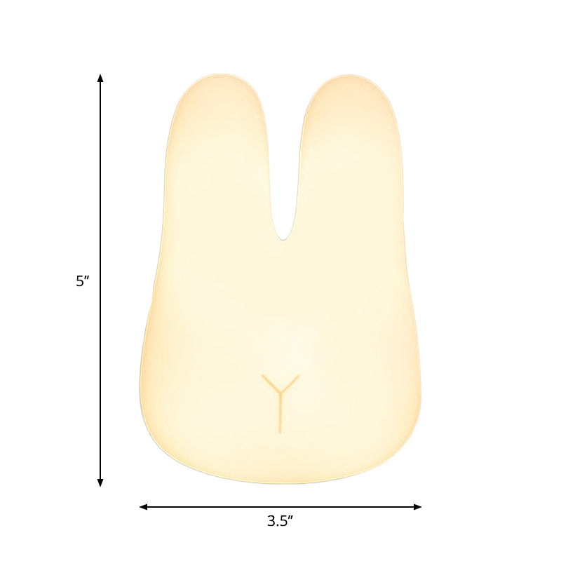 White Rabbit Small Night Lamp Cartoon Plastic Plug-in LED Wall Lighting for Nursery