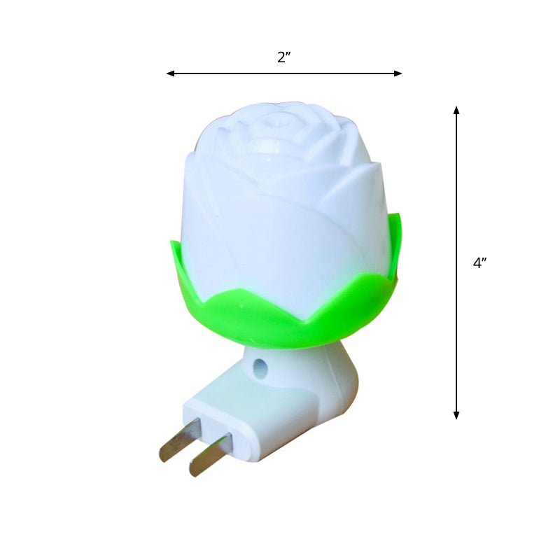 Rose Girls Behfide Night Light Plastic Plastic Modern LED LAMPAGGIO con spina, bianca e verde