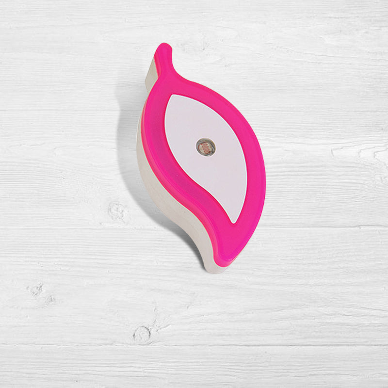 Plastic Leaf Mini Wall Lighting Ideas Cartoon Green/Pink/White Plug in LED Night Lamp for Kids Room
