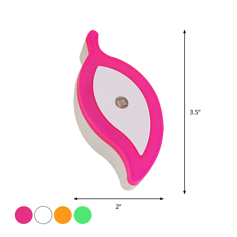 Plastic Leaf Mini Wall Lighting Ideas Cartoon Green/Pink/White Plug in LED Night Lamp for Kids Room
