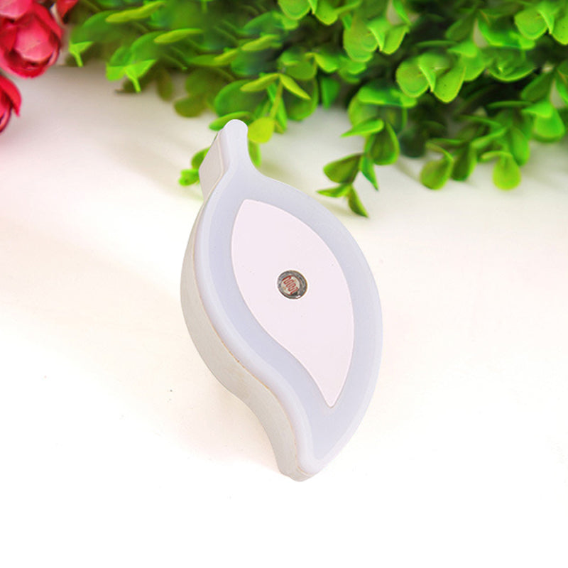 Plastic Leaf Mini Wall Lighting Ideas Cartoon Green/Pink/White Plug in LED Night Lamp for Kids Room