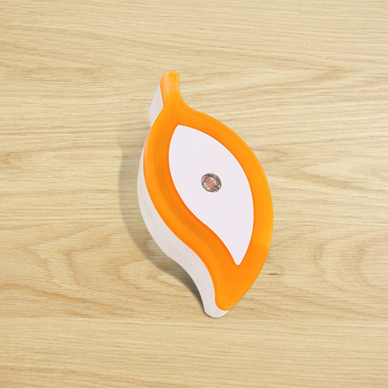 Plastic Leaf Mini Wall Lighting Ideas Cartoon Green/Pink/White Plug in LED Night Lamp for Kids Room