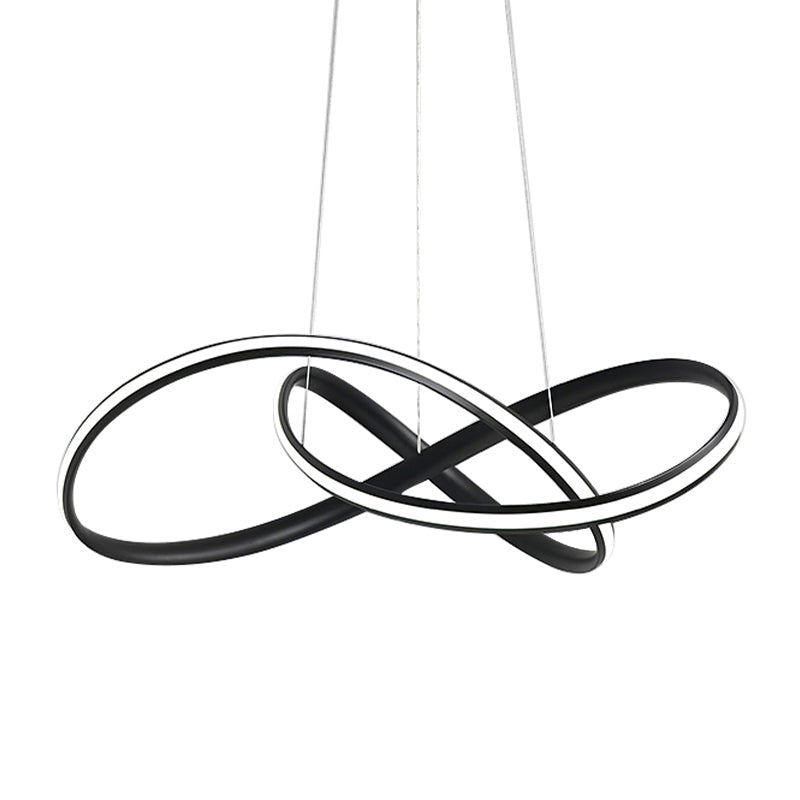 19.5"/27.5" Wide Black/White/Brown Bent Ceiling Light Fixture Simple LED Acrylic Chandelier Pendant in Warm/White Light