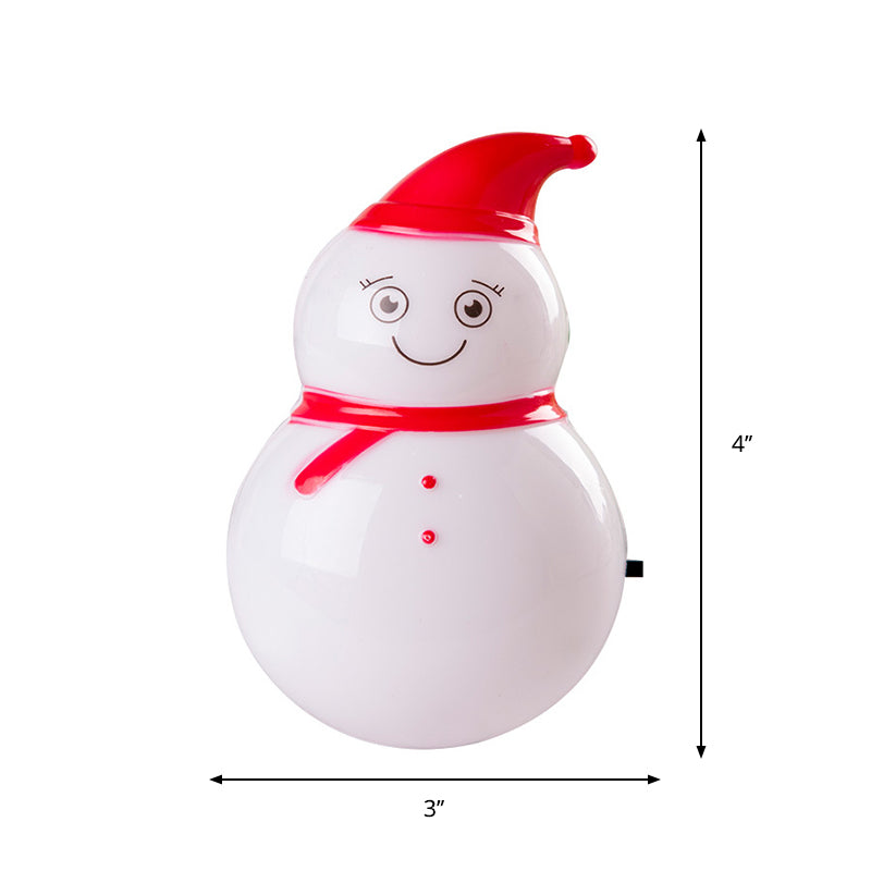 Kids Snowman Plastic Plastic Lamp Plug-in Plug-in Luce a parete a LED in rosso e bianco per la stanza dei bambini