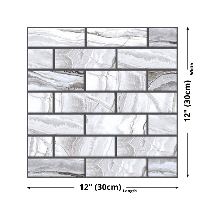 Countryside Brick Peel Wallpaper Panels Grey Marble Tile Wall Covering for Accent Wall