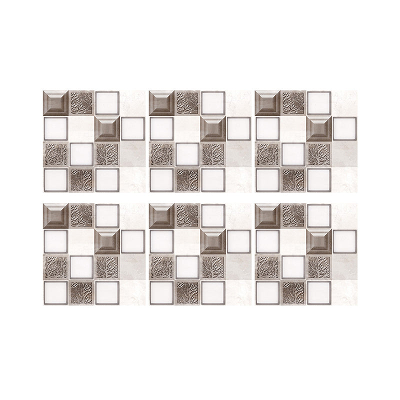 Peel and Paste Tile Wallpaper Panel Contemporary PVC Wall Art in White-Brown, 8' L x 8" W
