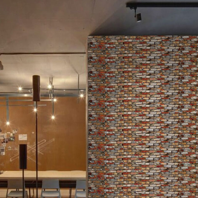 Rustic Brick Peel Wallpaper Panels for Living Room 5.4-sq ft Wall Art in Red Brown