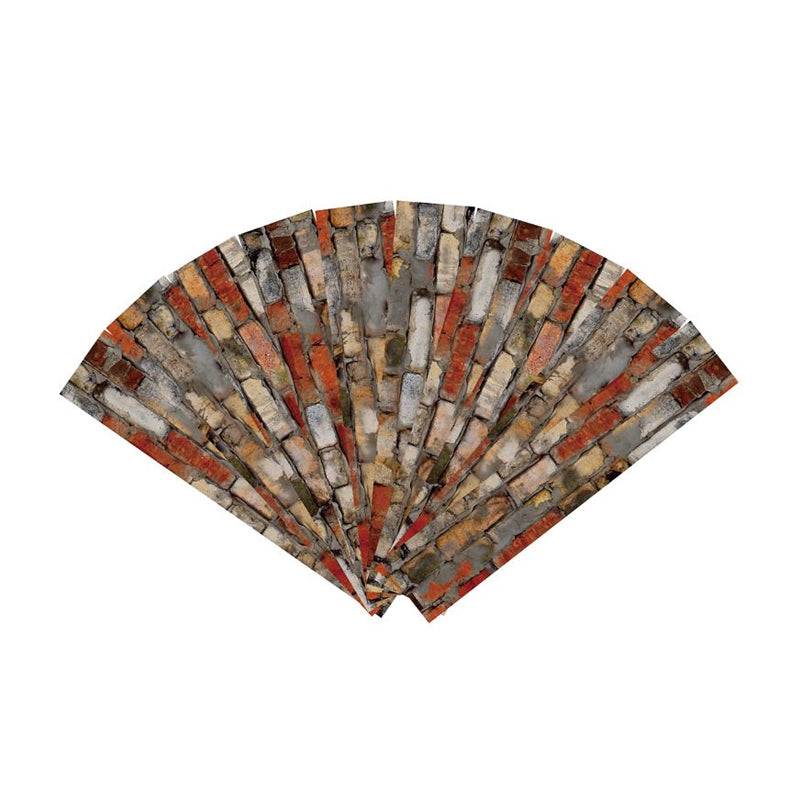 Rustic Brick Peel Wallpaper Panels for Living Room 5.4-sq ft Wall Art in Red Brown