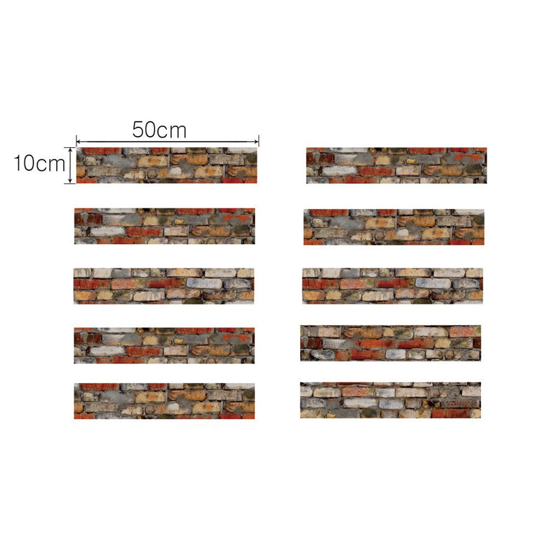 Rustic Brick Peel Wallpaper Panels for Living Room 5.4-sq ft Wall Art in Red Brown