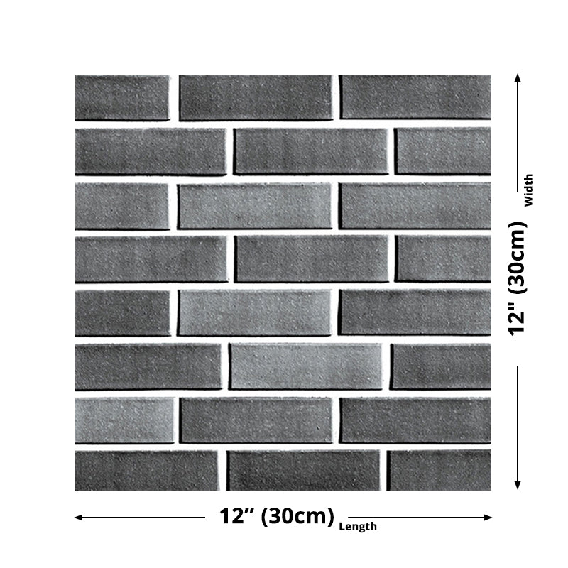 Grey Brick Wallpaper Panel Set Peel and Stick Rustic Corridor Wall Decor (4 Pieces)