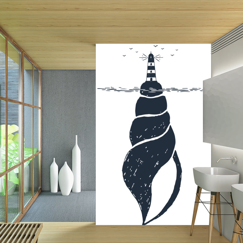 Illustration Spiral Seashell Wall Mural Large Wall Art for Home, Custom Size Available