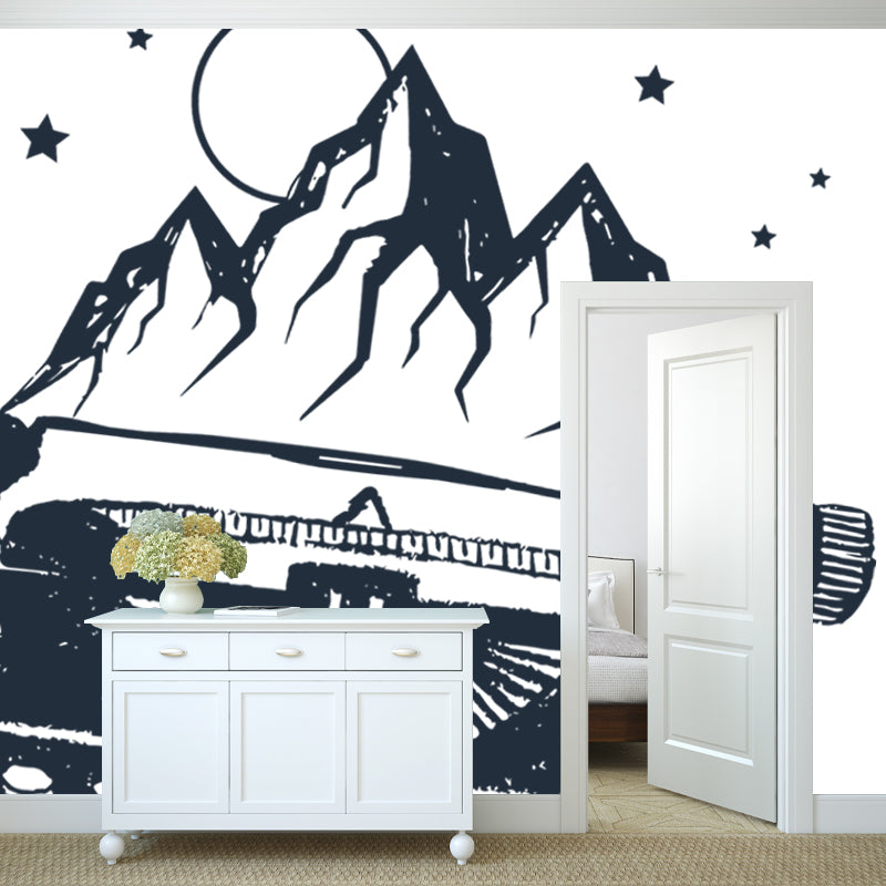 Full-Size Landline Mountain Mural Waterproofing Modernist Bedroom Wall Decoration