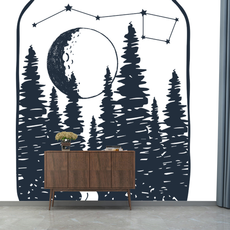Forest in the Bottle Mural Black-White Modern Art Wall Covering for Living Room, Custom Size