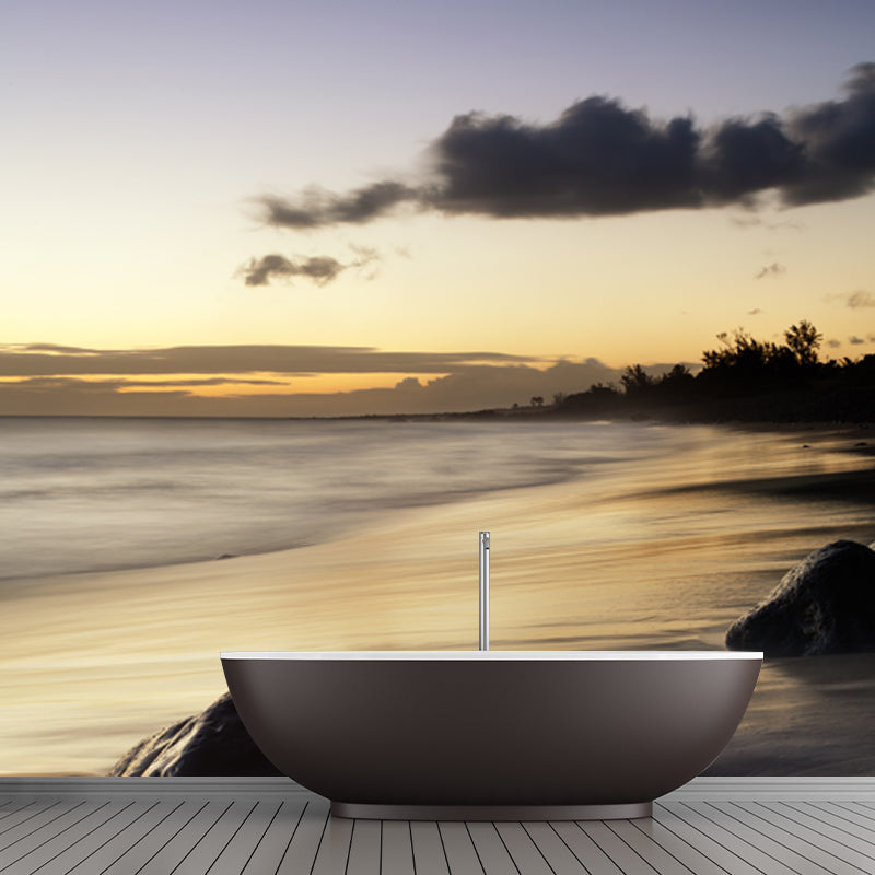 Tropix Nightfall Beach Mural Decal Yellow-Grey Moisture Resistant Wall Art for Home