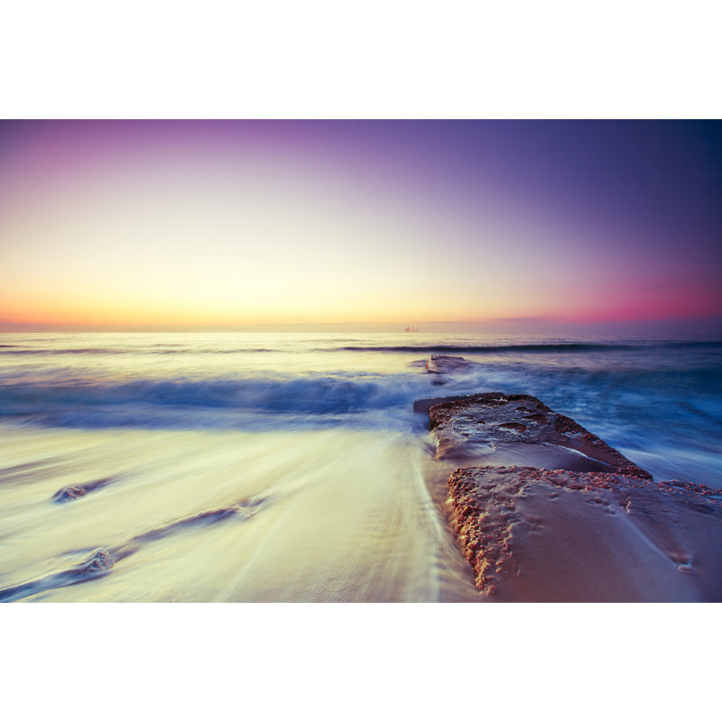 Large High Tide Wallpaper Mural Purple-Blue Non-Woven Wall Decor, Washable, Optional Size