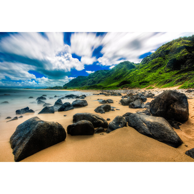 Photography Seashore Rocks Mural Decal Whole Wall Covering for Bedroom, Made to Measure