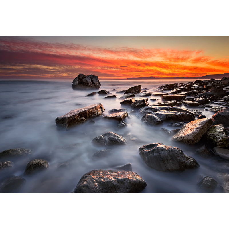 Big Rocky Bank Nightfall Mural Waterproofing Tropical Indoor Wall Covering, Custom Made