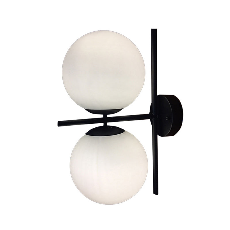 Black Spherical Wall Lighting Modern Opal Glass 1 Light Living Room Sconce Light Fixture