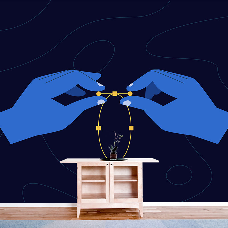 Blue Tie the Bracelet Mural Wallpaper Washable Artistry Bedroom Wall Decor on Black