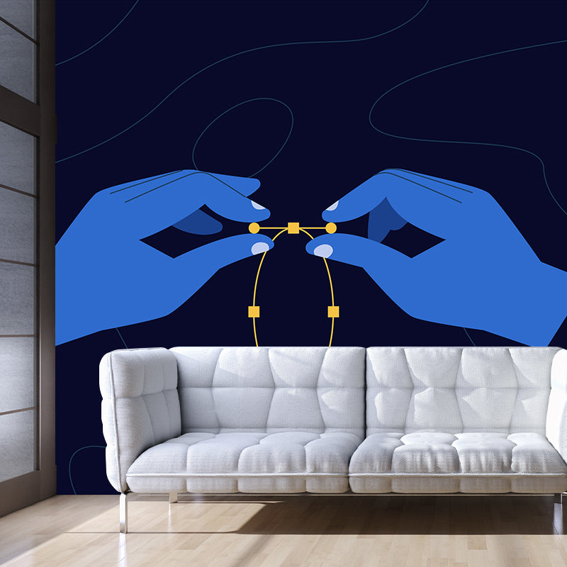 Blue Tie the Bracelet Mural Wallpaper Washable Artistry Bedroom Wall Decor on Black