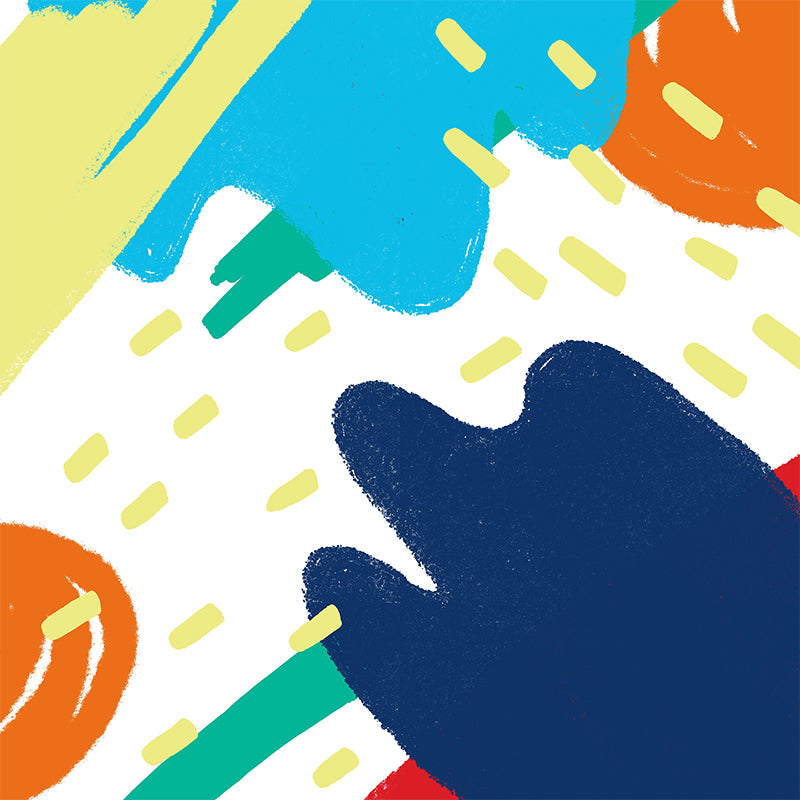 Kids Abstract Mountain Painting Mural Blue Moisture Resistant Wall Art for Bedroom