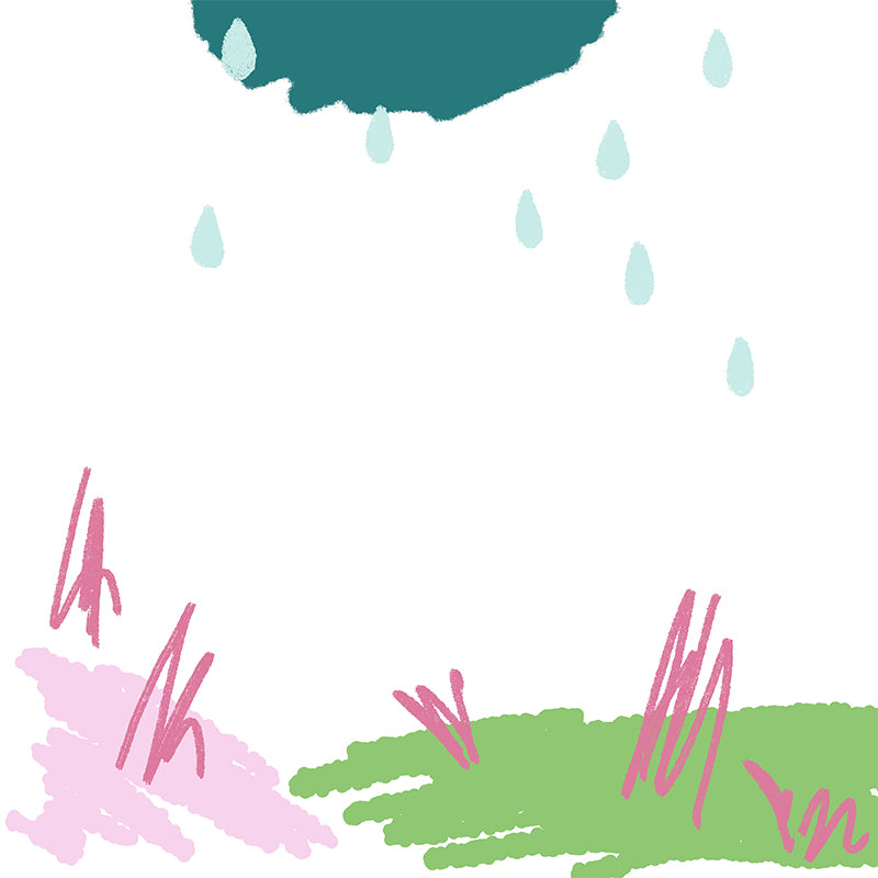 Huge Rainy Spring Scribble Mural Green Non-Woven Wall Covering, Waterproof, Optional Size