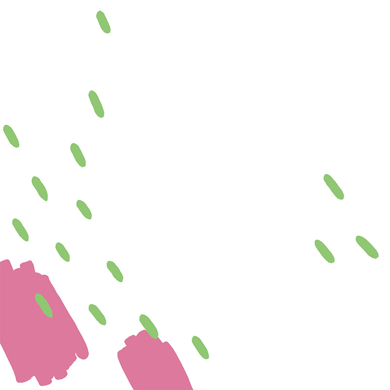 Raindrops Painting Mural Decal Childrens Art Smooth Wall Decoration in Pink-Green