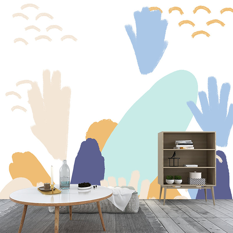 Mountain Landscape Wallpaper Mural Blue Childrens Art Wall Covering for Kids Bedroom