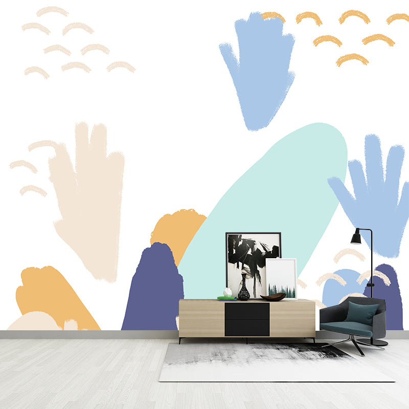 Mountain Landscape Wallpaper Mural Blue Childrens Art Wall Covering for Kids Bedroom