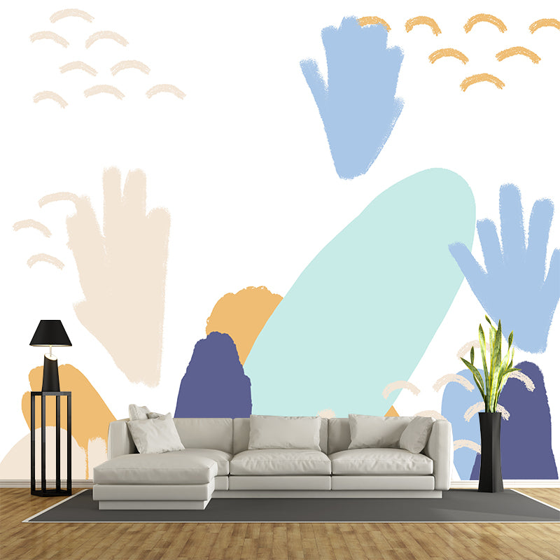 Mountain Landscape Wallpaper Mural Blue Childrens Art Wall Covering for Kids Bedroom