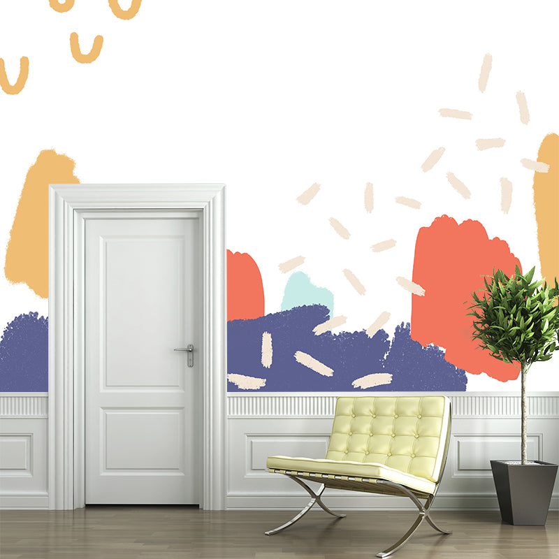 Custom Illustration Kids Wall Mural Decal with Abstract Pattern in Yellow for Home