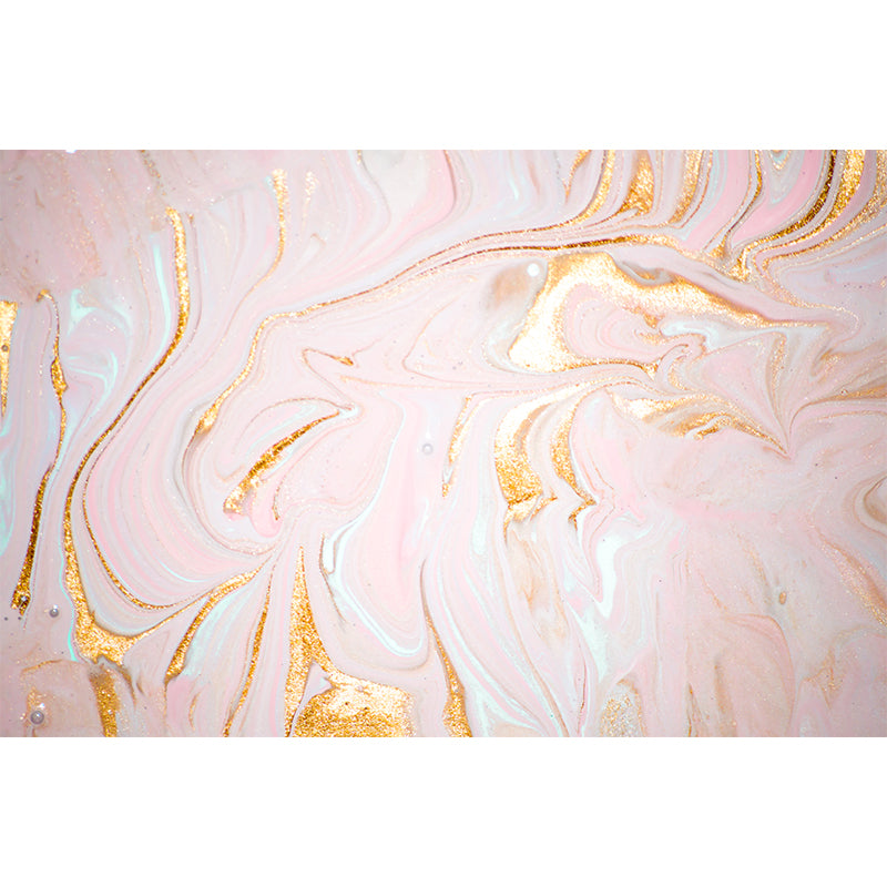 Beautiful Flow Look Mural Wallpaper for Accent Wall, Pink-Gold, Personalized Size