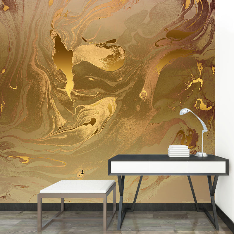 Illustration Wavy Effect Wall Mural Decal for Bedroom, Yellow, Custom Size Available