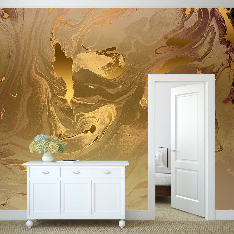 Illustration Wavy Effect Wall Mural Decal for Bedroom, Yellow, Custom Size Available