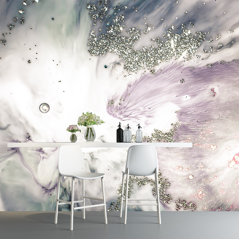 Modernist Abstract Wallpaper Mural Purple Living Room Wall Decor, Made to Measure