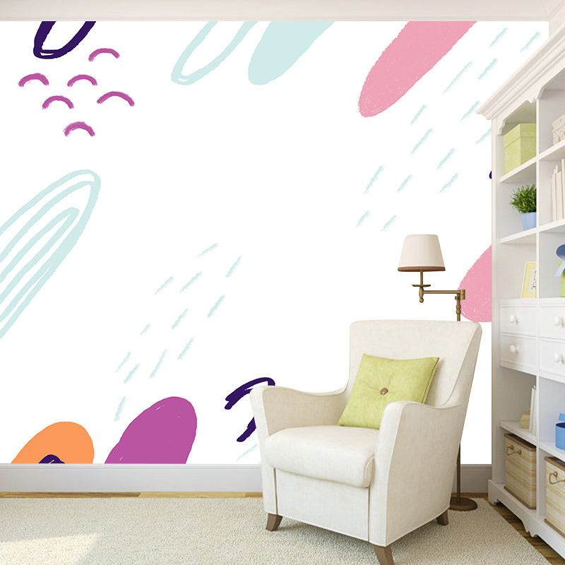 Childrens Art Landscape Wall Mural for Baby Room Custom Wall Covering in Pink-Green