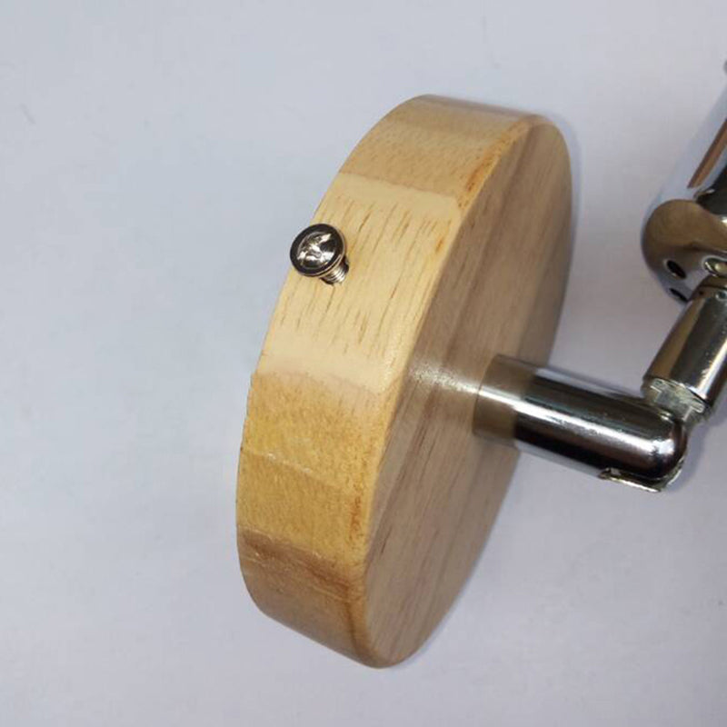 Tasse geformte Metallwand Lampe Lodge 1 Leichte Wohnzimmerwandhalterung mit kreisförmiger Holzrückenplatte in Silber/Gold